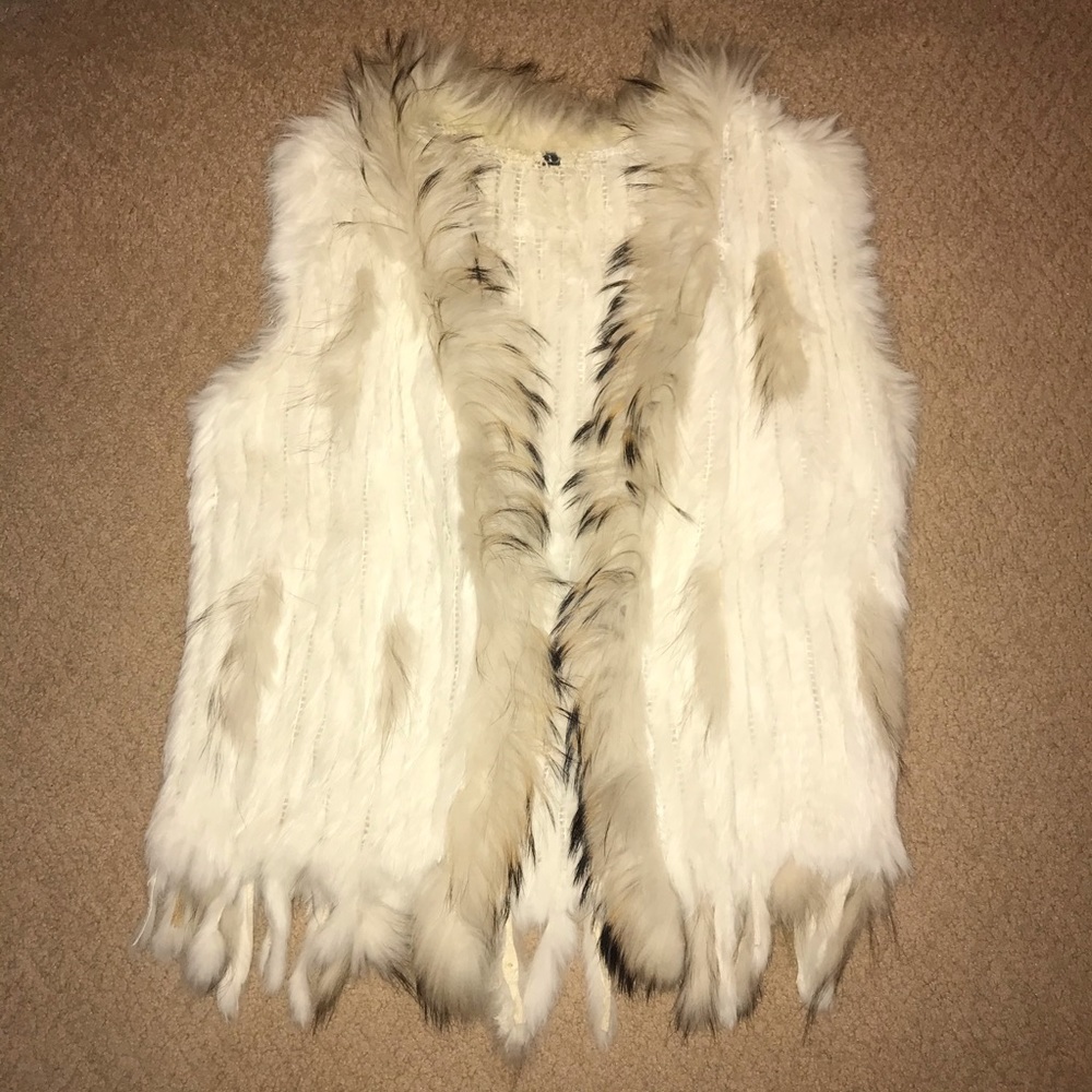 MEEFUR White Rabbit Fur Vest Size Medium
